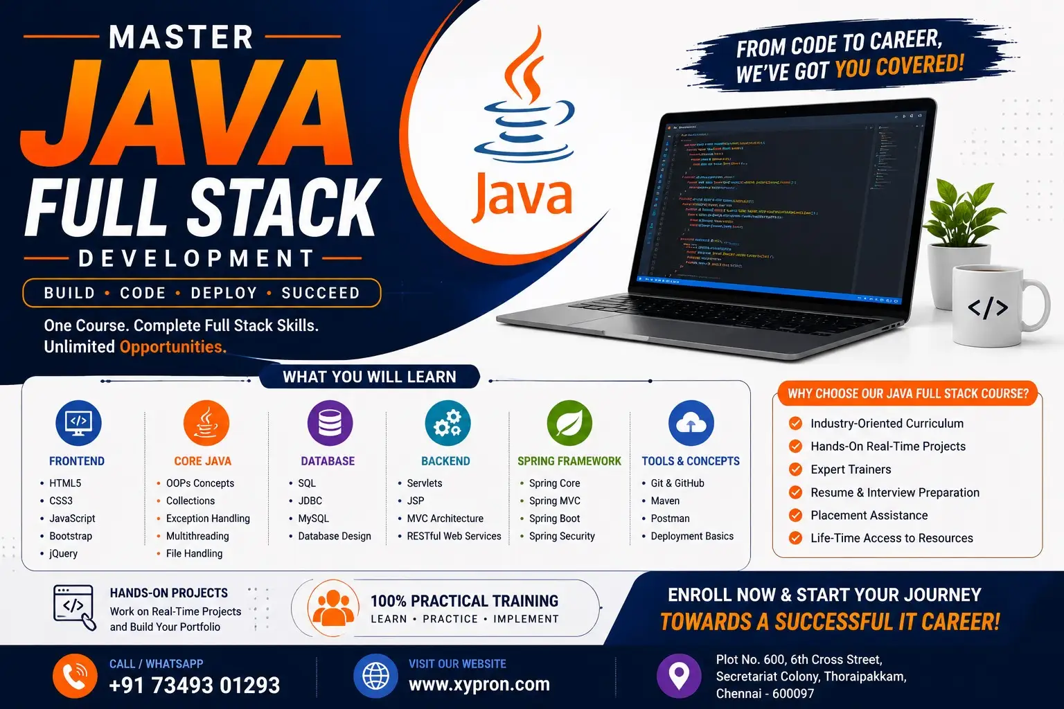 Xypron Technologies Java Full Stack course overview — curriculum, tools and placement support