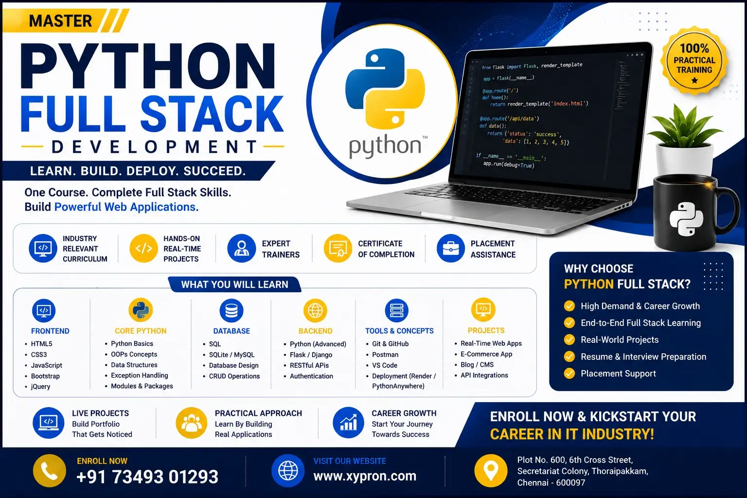 Xypron Technologies Python Full Stack course overview — curriculum, tools and placement support